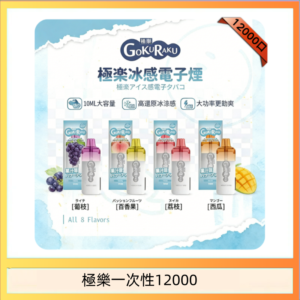 【8種口味】極楽 12000口一次性電子煙|超大容量 |口感絲滑|新品